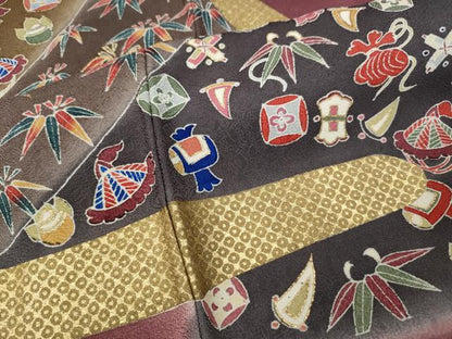 平和屋着物●訪問着　遠山宝尽くし松文　暈し染め　金彩　正絹　逸品　未使用　CABD7472ut
