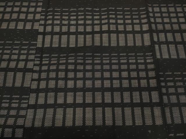 平和屋着物●訪問着　本場大島紬　9マルキ　変わり格子　三越扱い　正絹　逸品　未使用　CABD7477ut