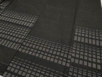 平和屋着物●訪問着　本場大島紬　9マルキ　変わり格子　三越扱い　正絹　逸品　未使用　CABD7477ut