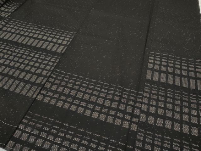 平和屋着物●訪問着　本場大島紬　9マルキ　変わり格子　三越扱い　正絹　逸品　未使用　CABD7477ut