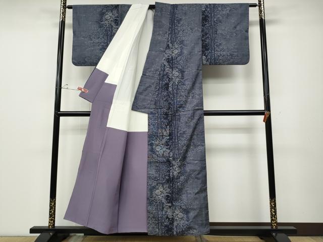 平和屋着物●本場大島紬　9マルキ　南天文　正絹　逸品　CABD7479ut