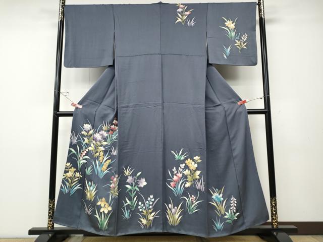 平和屋着物●訪問着　駒刺繍　草花文　金彩　正絹　逸品　CABD7481ut