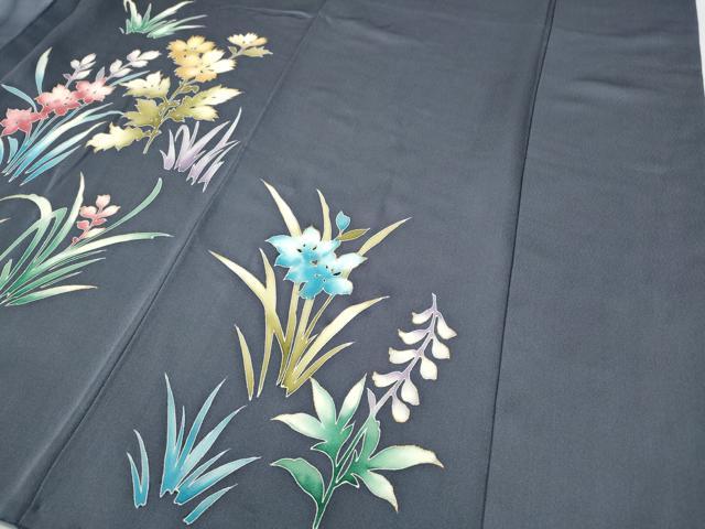 平和屋着物●訪問着　駒刺繍　草花文　金彩　正絹　逸品　CABD7481ut