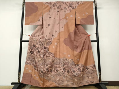 平和屋着物●訪問着　本場大島紬　雲取り遠山草花文　やまと誂製　正絹　逸品　CABD7486ut