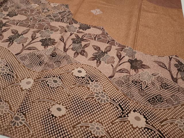 平和屋着物●訪問着　本場大島紬　雲取り遠山草花文　やまと誂製　正絹　逸品　CABD7486ut