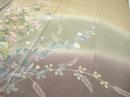 平和屋着物●訪問着　友禅　草花文　暈し染め　正絹　逸品　CABD7487ut