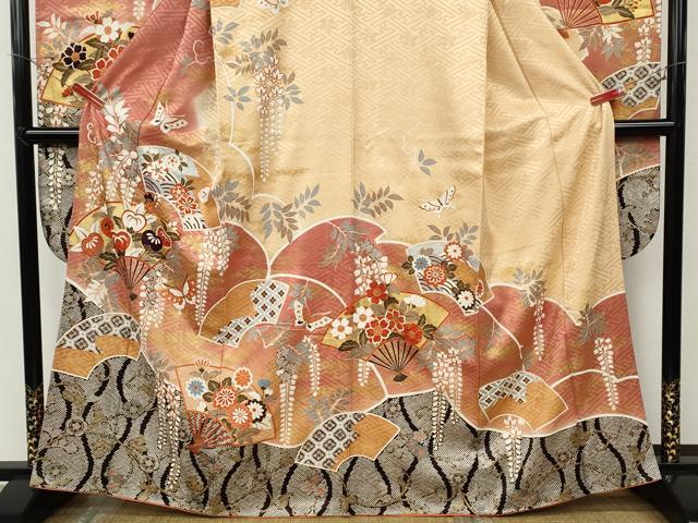 平和屋着物●豪華振袖　扇面花蝶文　金彩　正絹　逸品　CABD7488ut