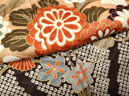 平和屋着物●豪華振袖　扇面花蝶文　金彩　正絹　逸品　CABD7488ut
