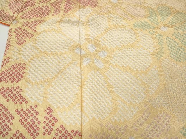 平和屋着物●豪華振袖　総絞り　舞花文　正絹　逸品　CABD7489ut