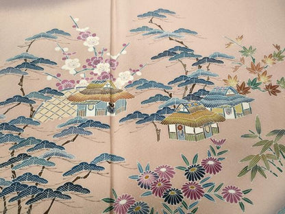 平和屋着物●名門・上野家　上野街子　清染居　訪問着　風景草花文　暈し染め　正絹　逸品　CABD7491ut