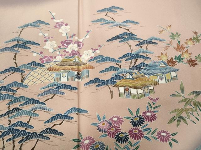 平和屋着物●名門・上野家　上野街子　清染居　訪問着　風景草花文　暈し染め　正絹　逸品　CABD7491ut