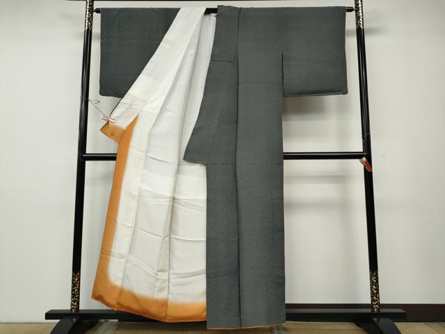 平和屋着物●江戸小紋　鮫小紋柄　黒地　正絹　逸品　CABD7492ut