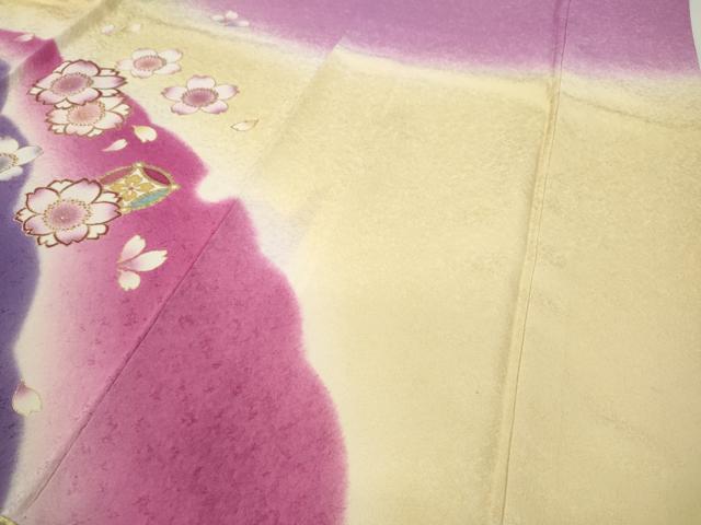 平和屋着物●豪華振袖　雪輪舞桜文　暈し染め　金彩　鈴乃屋扱い　正絹　逸品　CABD7498ut