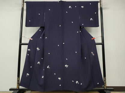 平和屋着物●洛楽人工房　訪問着　舞桜文　鬼しぼ縮緬　正絹　逸品　CABD7499ut