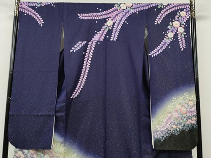 平和屋着物●豪華振袖　作家物　辻が花　絞り　暈し染め　金通し地　正絹　逸品　CABD7502ut