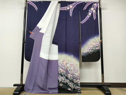 平和屋着物●豪華振袖　作家物　辻が花　絞り　暈し染め　金通し地　正絹　逸品　CABD7502ut