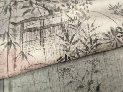 平和屋着物●訪問着　作家物　生紬　手描き　エ霞草花文　正絹　逸品　CABD7503ut