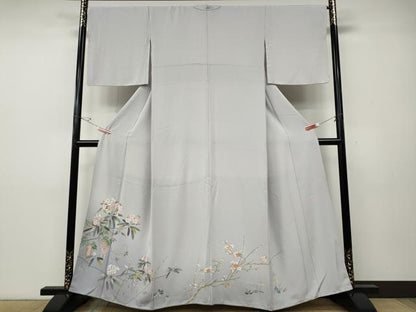 平和屋着物●色留訪問着　友禅　作家物　枝花文　正絹　逸品　CABD7504ut