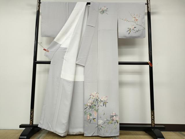 平和屋着物●色留訪問着　友禅　作家物　枝花文　正絹　逸品　CABD7504ut
