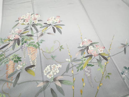 平和屋着物●色留訪問着　友禅　作家物　枝花文　正絹　逸品　CABD7504ut