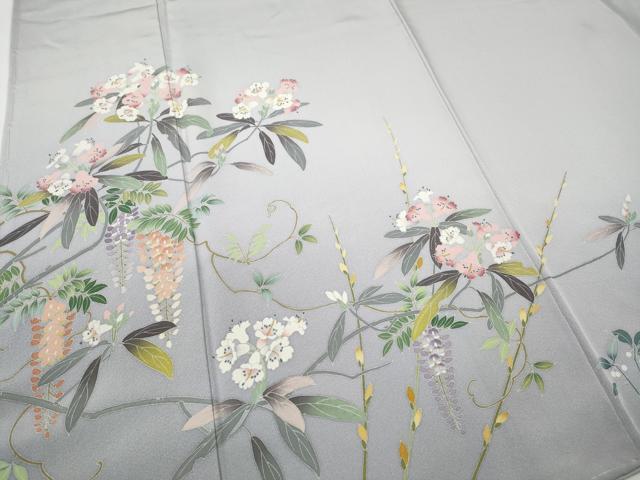 平和屋着物●色留訪問着　友禅　作家物　枝花文　正絹　逸品　CABD7504ut