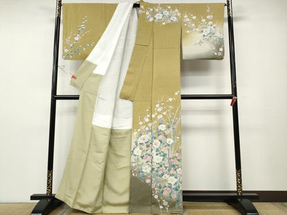 平和屋着物●訪問着　草花文　暈し染め　金彩　正絹　逸品　CABD7506ut