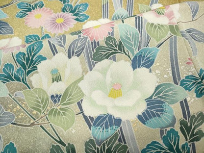 平和屋着物●訪問着　草花文　暈し染め　金彩　正絹　逸品　CABD7506ut