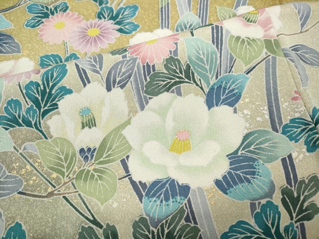 平和屋着物●訪問着　草花文　暈し染め　金彩　正絹　逸品　CABD7506ut