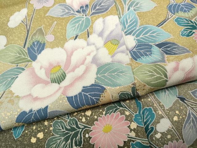 平和屋着物●訪問着　草花文　暈し染め　金彩　正絹　逸品　CABD7506ut