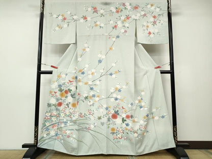 平和屋着物●訪問着　友禅　枝花文　暈し染め　正絹　逸品　CABD7507ut