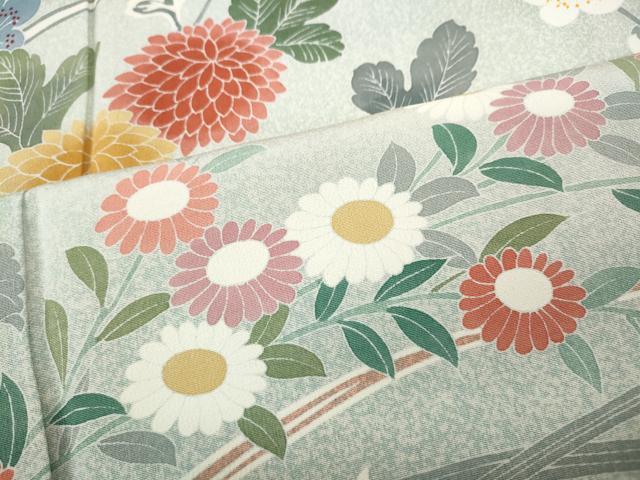平和屋着物●訪問着　友禅　枝花文　暈し染め　正絹　逸品　CABD7507ut