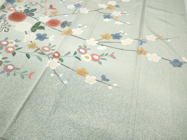 平和屋着物●訪問着　友禅　枝花文　暈し染め　正絹　逸品　CABD7507ut