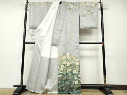 平和屋着物●訪問着　辻が花　絞り　暈し染め　金通し地　やまと誂製　正絹　逸品　CABD7509ut