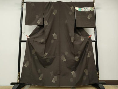 平和屋着物●結城紬　奥順　はたおり娘　80亀甲　破れ色紙重ね文　飛び亀甲柄　証紙付き　正絹　逸品　CABD7510ut