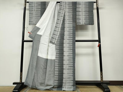平和屋着物●上質な小紋　横段吉祥花文　鬼しぼ縮緬　正絹　逸品　CABD7513ut