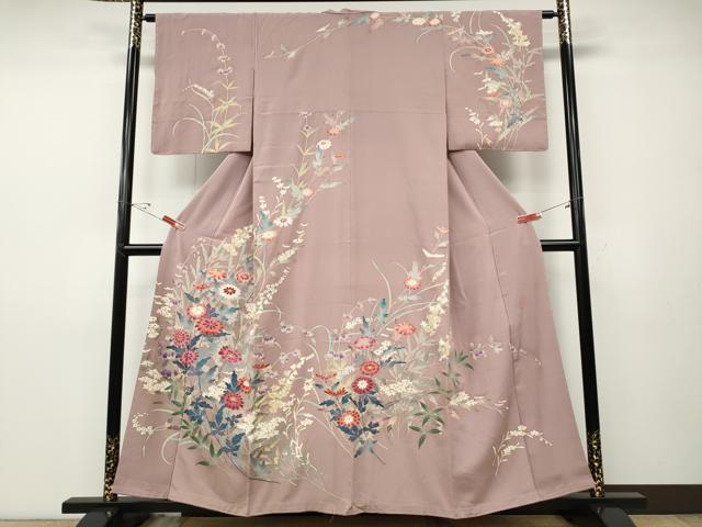 平和屋着物●本加賀友禅作家　三浦江子　訪問着　草花文　小田急百貨店扱い　正絹　逸品　CABD7514ut