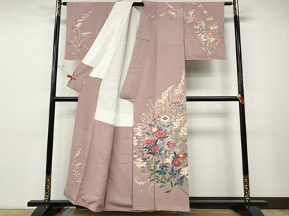 平和屋着物●本加賀友禅作家　三浦江子　訪問着　草花文　小田急百貨店扱い　正絹　逸品　CABD7514ut