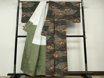 平和屋着物●伝統工芸士　七代目　吉澤与市　紬　絞り　草花尽くし　正絹　逸品　CABD7516ut