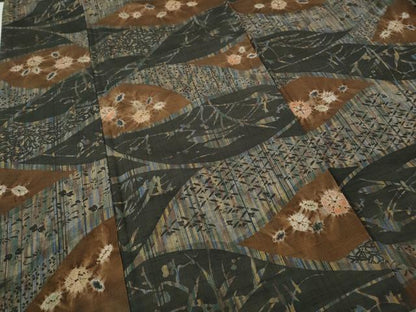 平和屋着物●伝統工芸士　七代目　吉澤与市　紬　絞り　草花尽くし　正絹　逸品　CABD7516ut