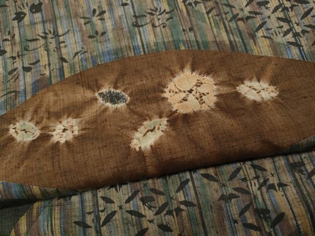 平和屋着物●伝統工芸士　七代目　吉澤与市　紬　絞り　草花尽くし　正絹　逸品　CABD7516ut