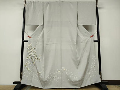 平和屋着物●訪問着　友禅　枝桜文　正絹　逸品　CABD7517ut
