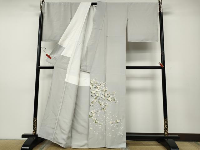 平和屋着物●訪問着　友禅　枝桜文　正絹　逸品　CABD7517ut