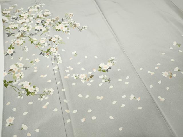 平和屋着物●訪問着　友禅　枝桜文　正絹　逸品　CABD7517ut