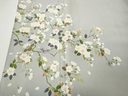 平和屋着物●訪問着　友禅　枝桜文　正絹　逸品　CABD7517ut