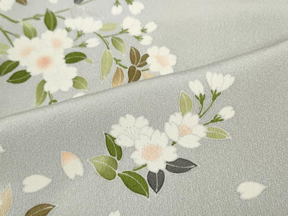 平和屋着物●訪問着　友禅　枝桜文　正絹　逸品　CABD7517ut