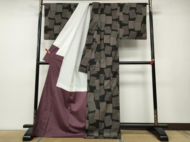 平和屋着物●本場大島紬　9マルキ　吉祥色紙重ね文　ロング丈　正絹　逸品　未使用　CABD7518ut