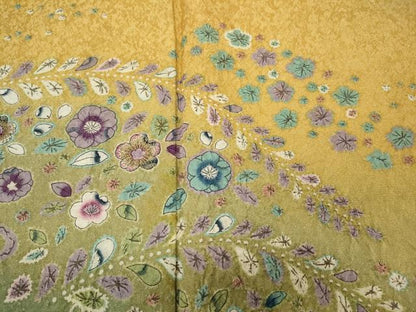 平和屋着物●豪華振袖　絞り　刺繍　流水舞花文　暈し染め　銀通し地　正絹　逸品　CABD7520ut