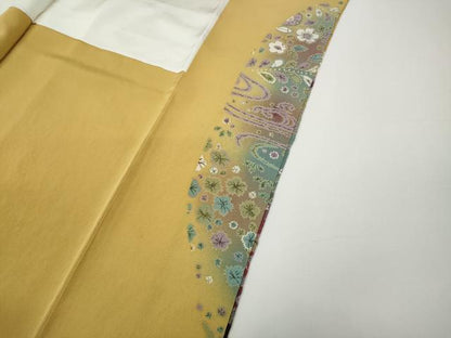 平和屋着物●豪華振袖　絞り　刺繍　流水舞花文　暈し染め　銀通し地　正絹　逸品　CABD7520ut
