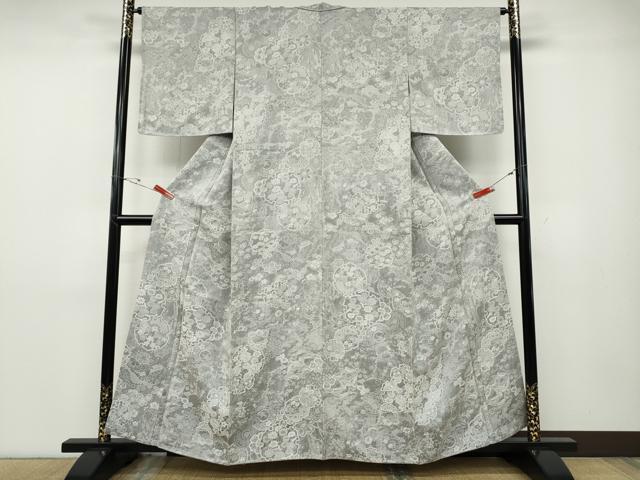 平和屋着物●山岡古都・古都染人　染織美術品　薬墨染　天目織　お召　雪輪飛鶴花文　正絹　逸品　未使用　CABD7521ut