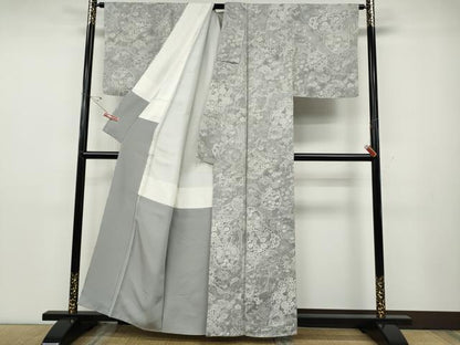 平和屋着物●山岡古都・古都染人　染織美術品　薬墨染　天目織　お召　雪輪飛鶴花文　正絹　逸品　未使用　CABD7521ut